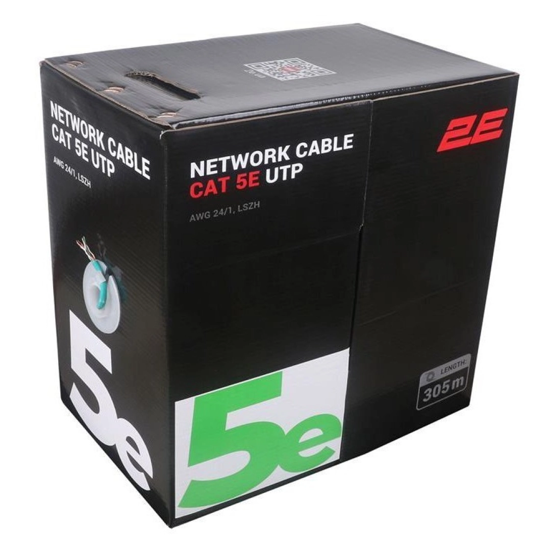 Kabel 2E CAT 5e, U-UTP, 305м, AWG 24/1, LSZH, yashil