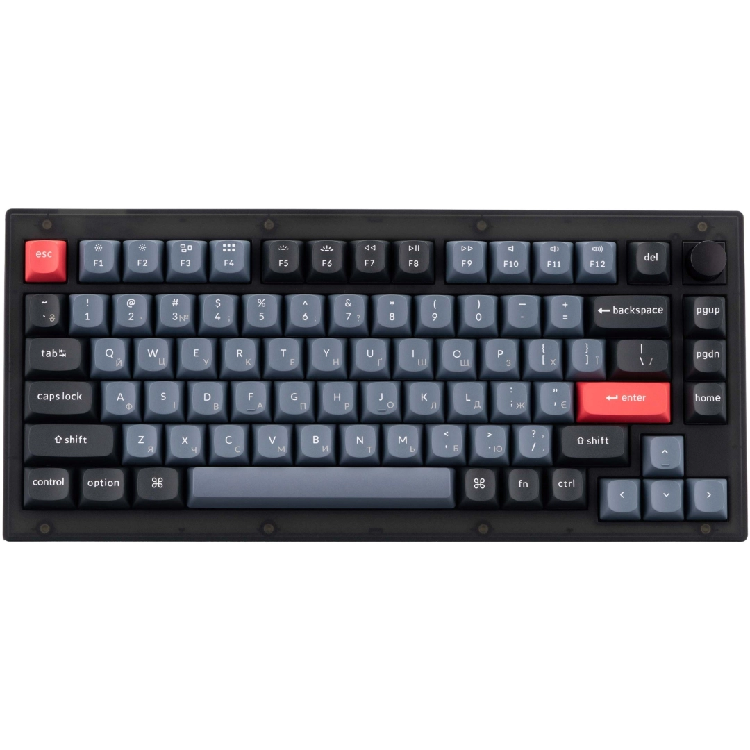 Клавиатура Keychron V1 84 Key QMK Gateron G PRO Blue Hot-Swap RGB Knob Frosted Black