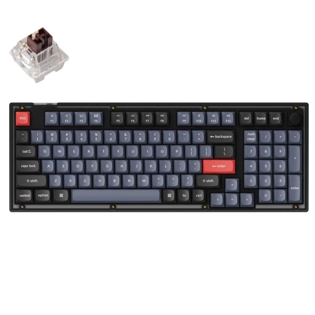 Клавиатура Keychron V5 100Key, K Pro Brown, Hot-Swap, QMK, Knob, USB-A, EN/UKR, RGB, Frosted Black