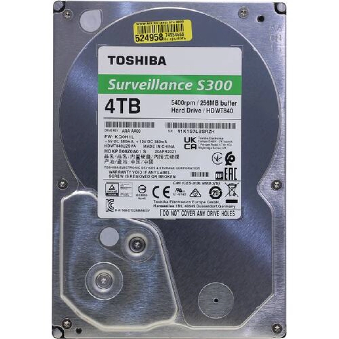 Toshiba Surveillance S300 HDD 4TB qattiq diski