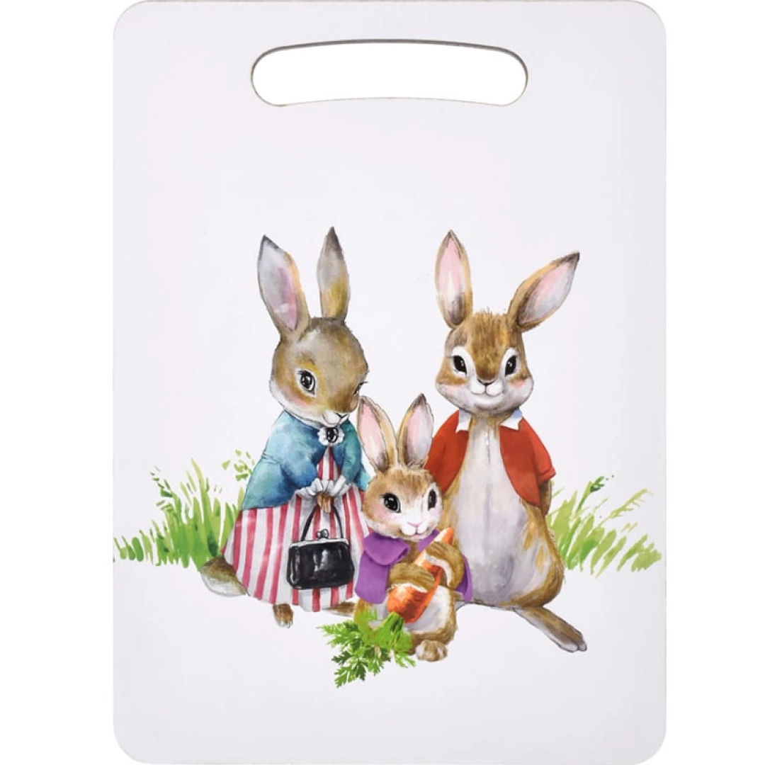 Разделочная доска MARMITON "Семейка зайцев", деревянная, 29x21x0.6 см 17649