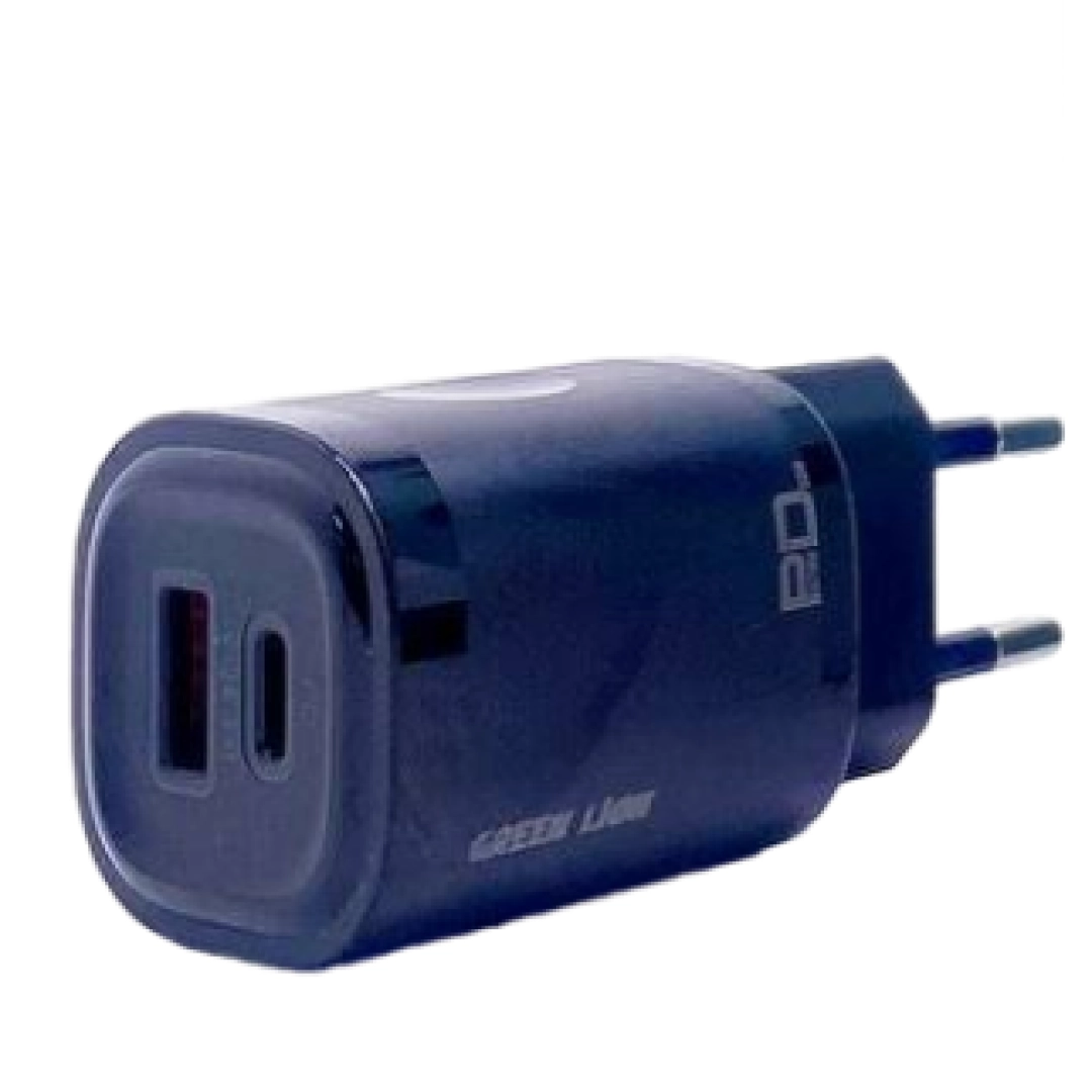 Зарядное устройство Green Lion PD+QC3.0 20W набор с кабелем Type-C на Lightning черный