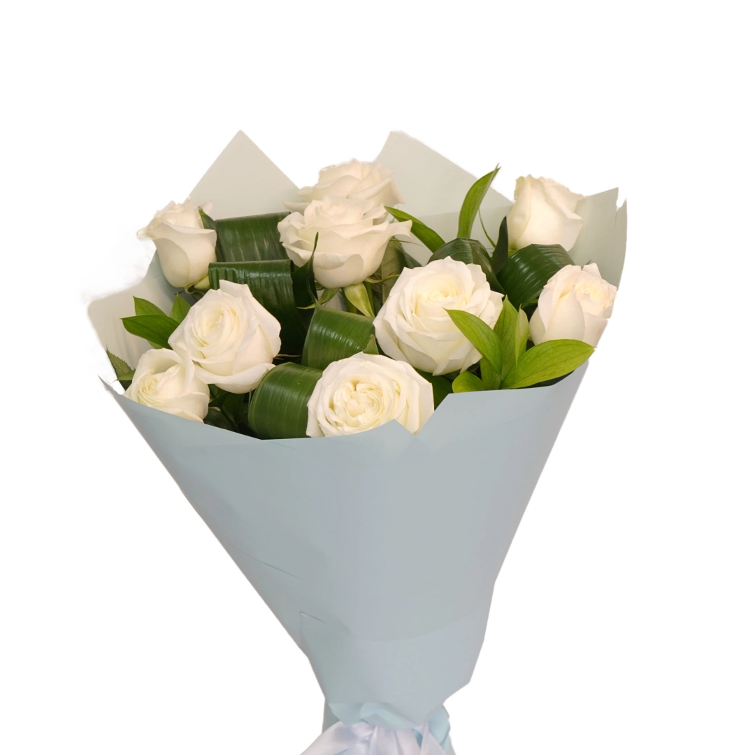 "Oq atirgul" guldastasi (9 dona)