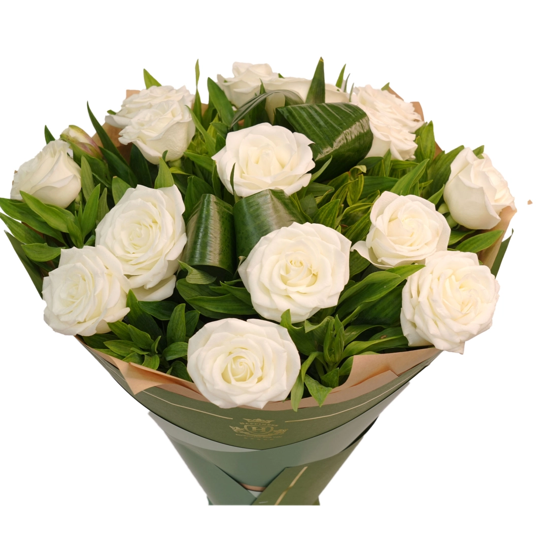 "Oq atirgul" guldastasi (13 dona)