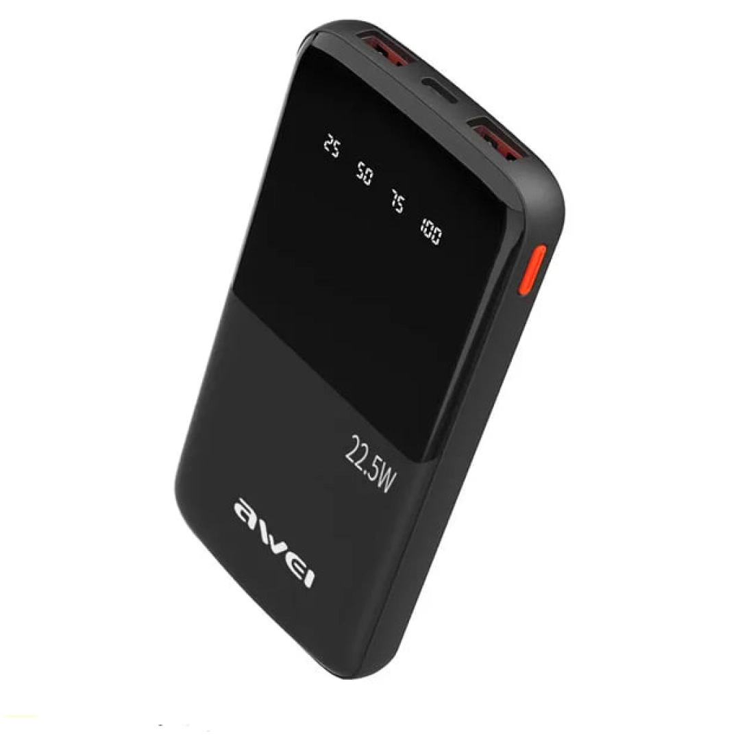 Awei P10K 10000mAh qora portativ akkumulyatori