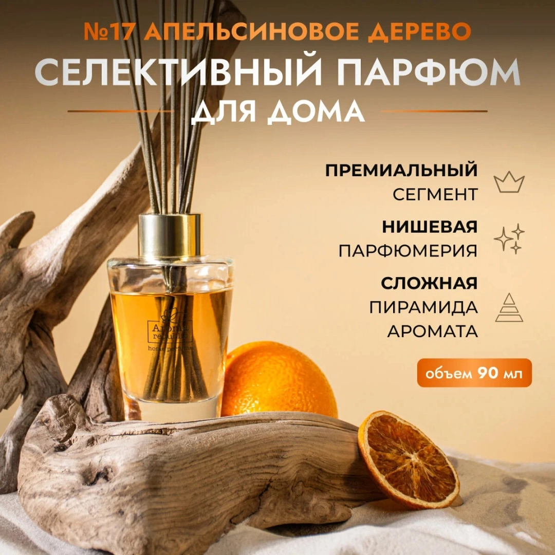 Ароматический диффузор в стеклянном флаконе Aroma Republic "№17 Orange wood" 90 мл