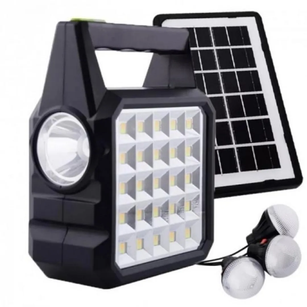 Фонарь-Лампа зарядная станция / 3 лампы / солнечная панель SOLAR LIGHT GD-3 Smart Black