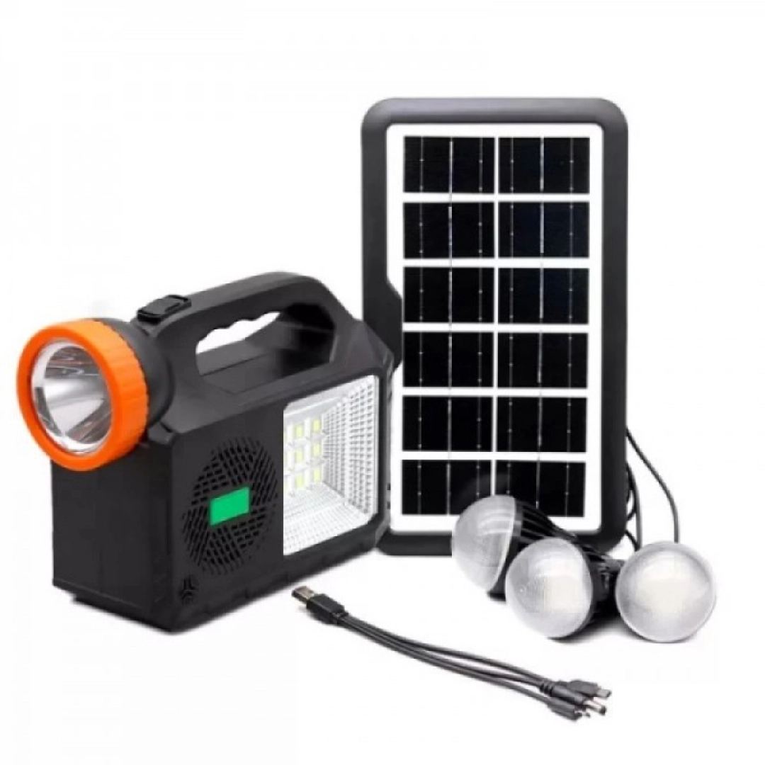 Фонарь-Лампа зарядная станция / 3 лампы / солнечная панель / FM-Radio SOLAR LIGHT GD-102 Black
