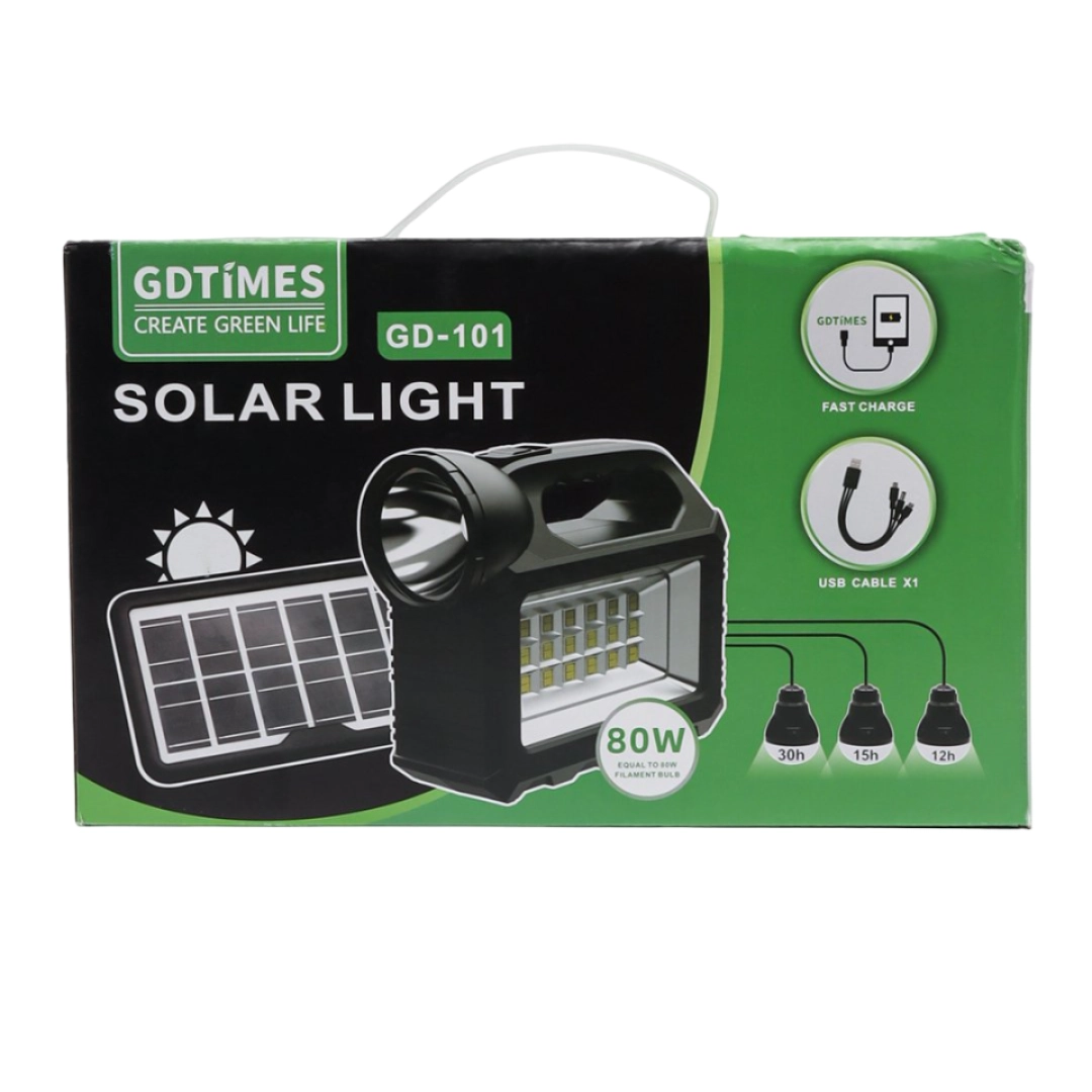 Фонарь-Лампа зарядная станция / 3 лампы / солнечная панель SOLAR LIGHT GD-101 Black