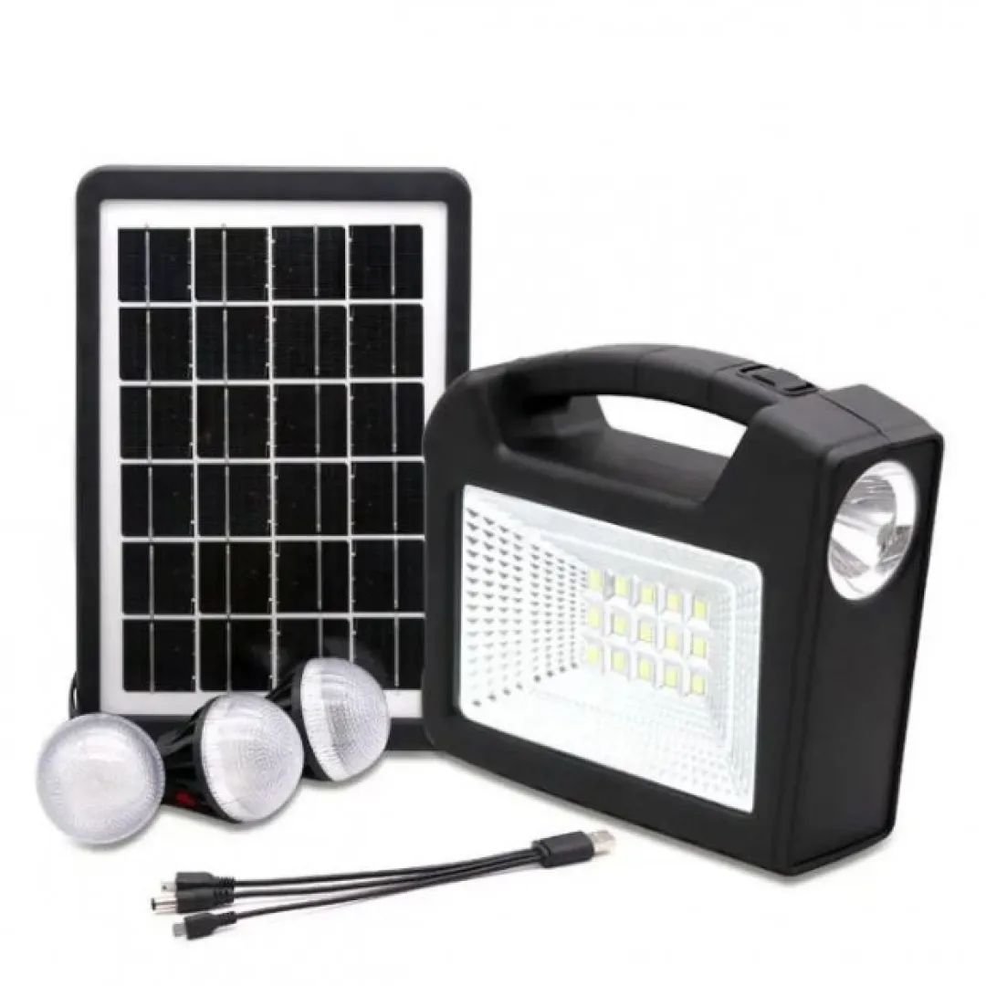 Фонарь-Лампа зарядная станция / 3 лампы / солнечная панель SOLAR LIGHT GD-103 Black