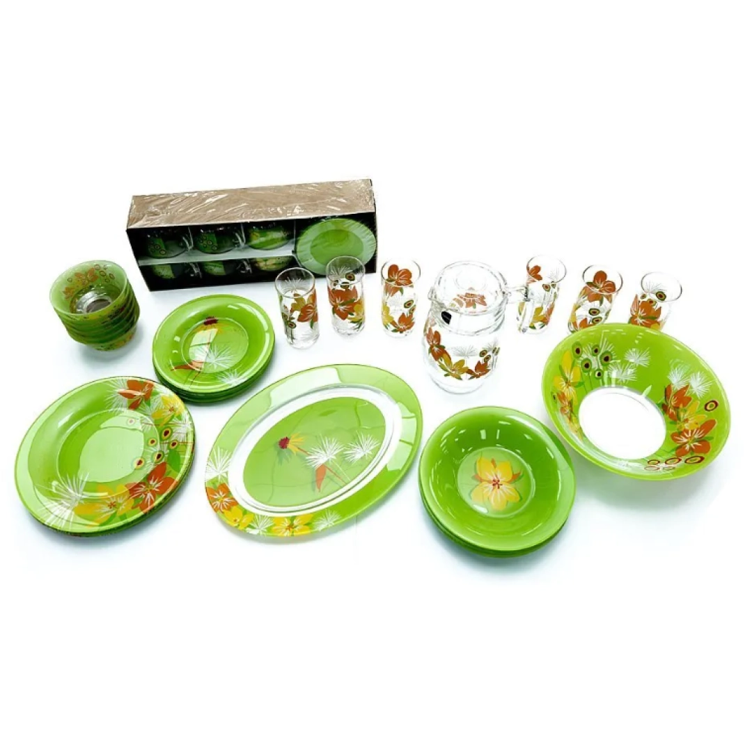 Pop flower green – 46 buyumli Luminarc dasturxon servizi (N6733)