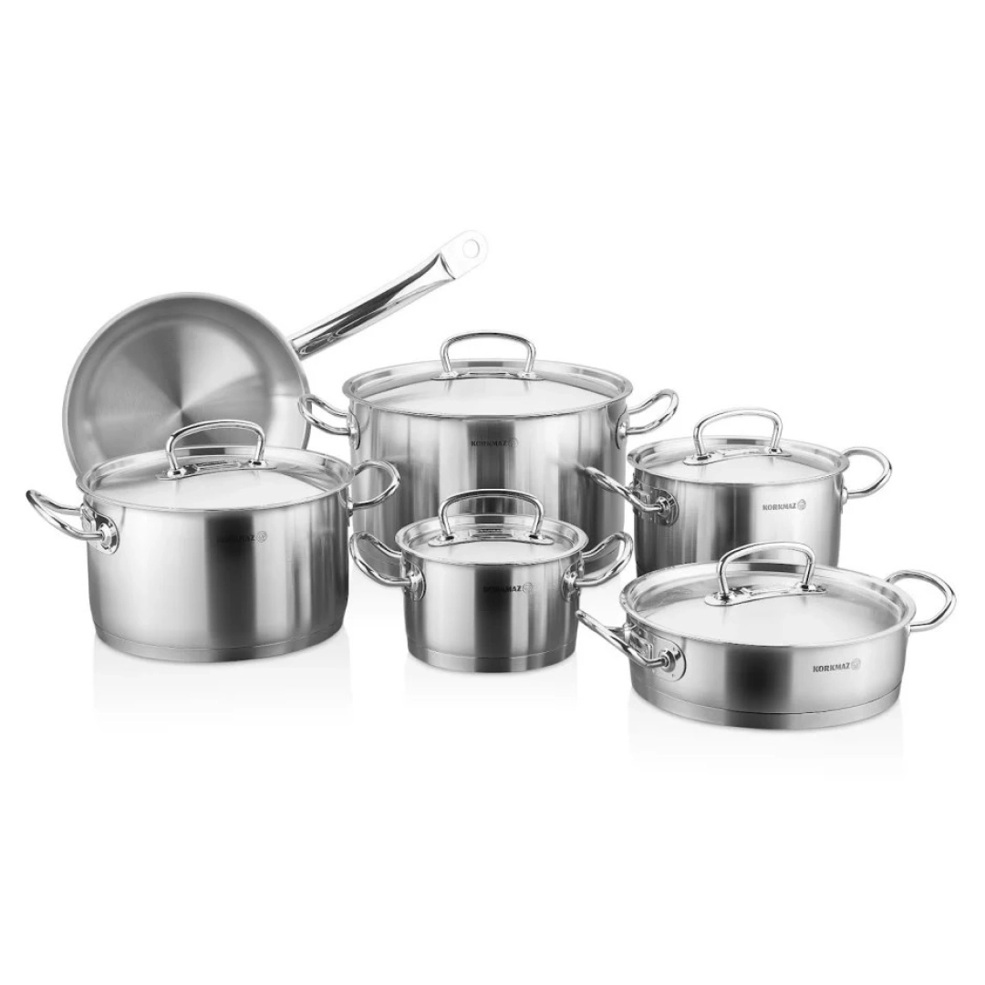 Korkmaz Proline po'lat kostryulkalar to'plami , 11 buyum (А1995 )