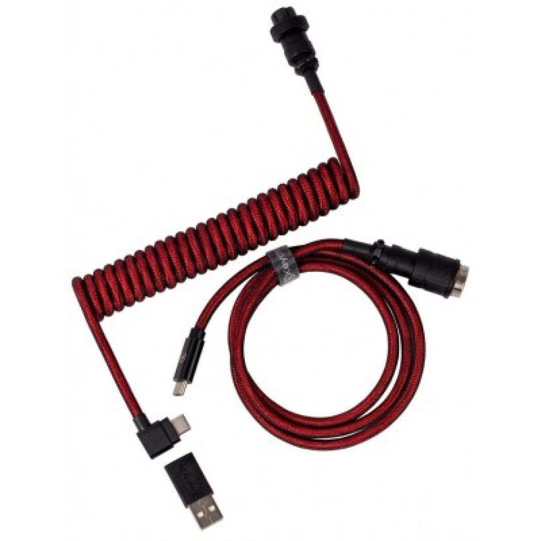 Cabel Type-A/Type-C Keychron Premium Coiled Aviator Cable-Angled Red