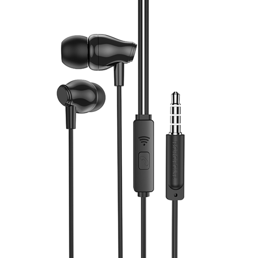 Borofone BM61 Jack 3.5mm, 1.2 m qora simli quloqchini