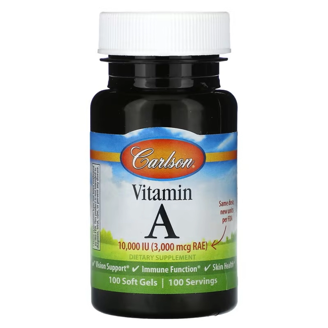 Carlson, Vitamin A, 3,000 mcg RAE (10,000 IU), 100 yumshoq kapsulalar