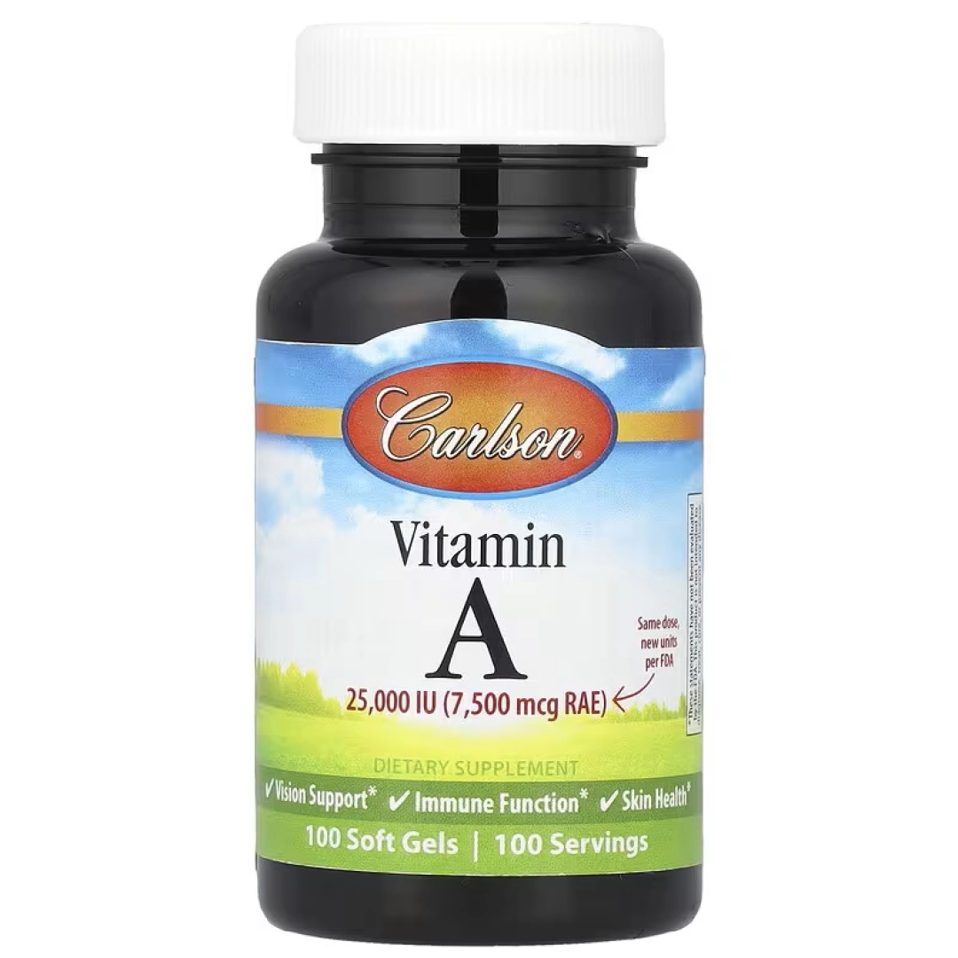 Carlson, Vitamin A, 25,000 ME, 100 mumo tabletkalari