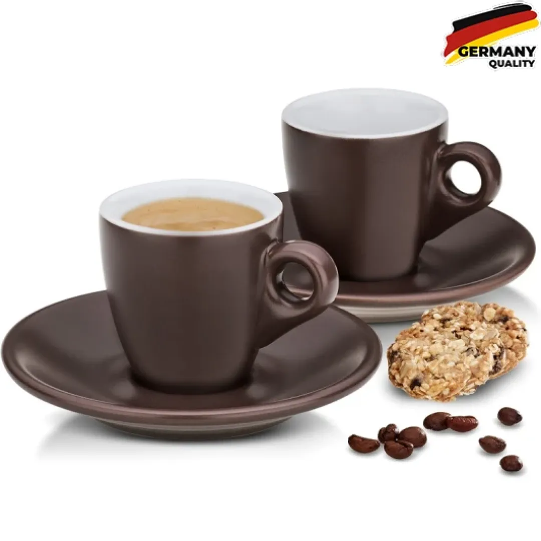 KELA Mattia espresso uchun piyola va taxtalar to'plami, 4 dona, jigarrang 12755