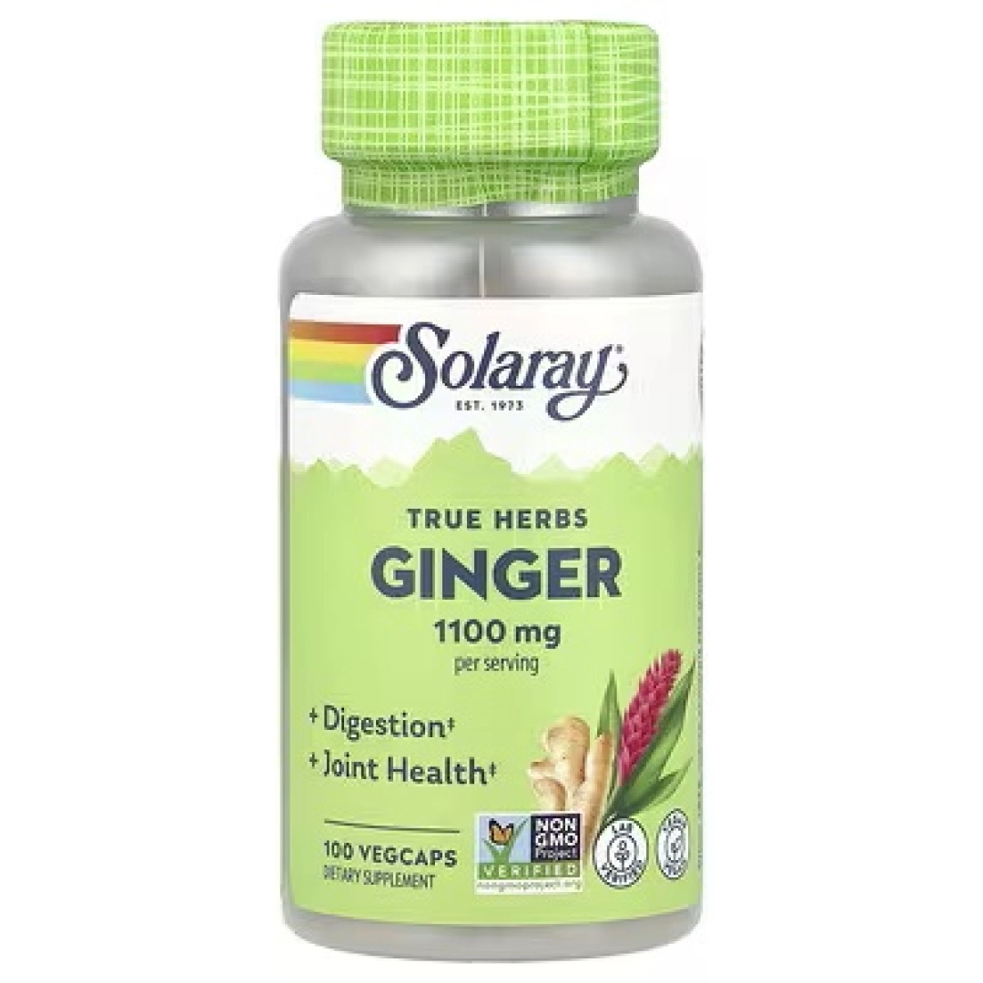 Solaray, True Herbs, Imbir, 1100 mg, 100 o‘simlik kapsulasi VegCaps