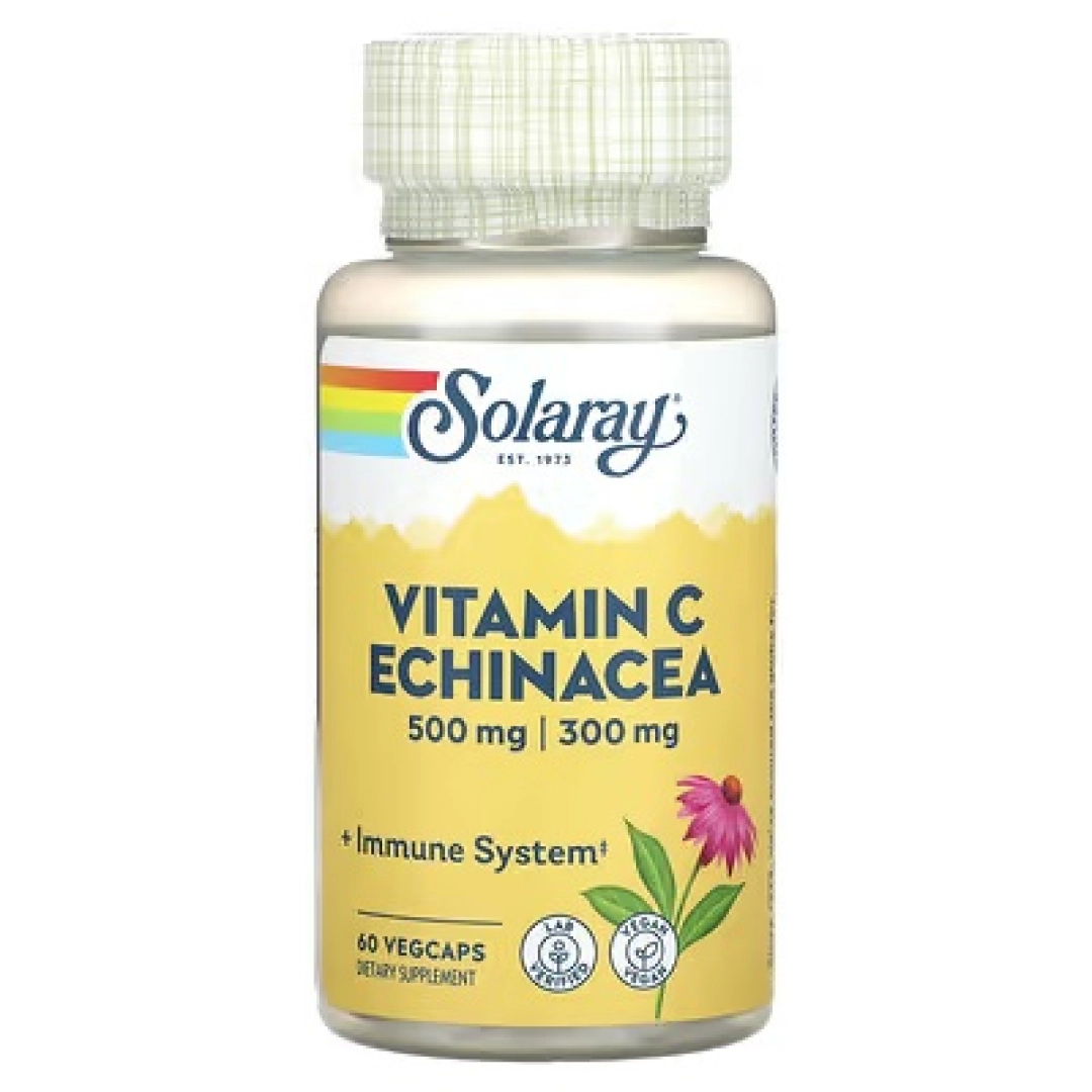 Solaray, Vitamin C v Ekhinatsii, 60 o'simlik kapsulalari VegCaps (04393)