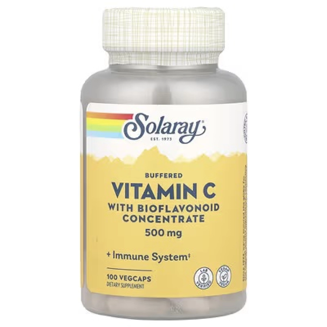 Solaray, Zabuferlangan Vitamin C bilan Bioflavonoidlar Konsentratı, 500 mg, 100 kapsula o'simlik qobig'ida VegCaps