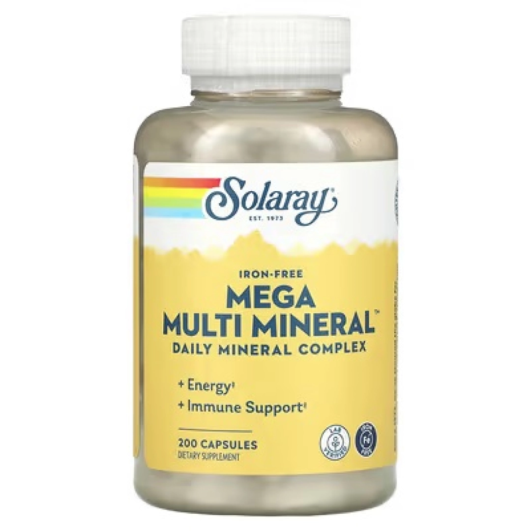 Solaray, Mega Multi Mineral, temir qolsiz, 200 kapsula