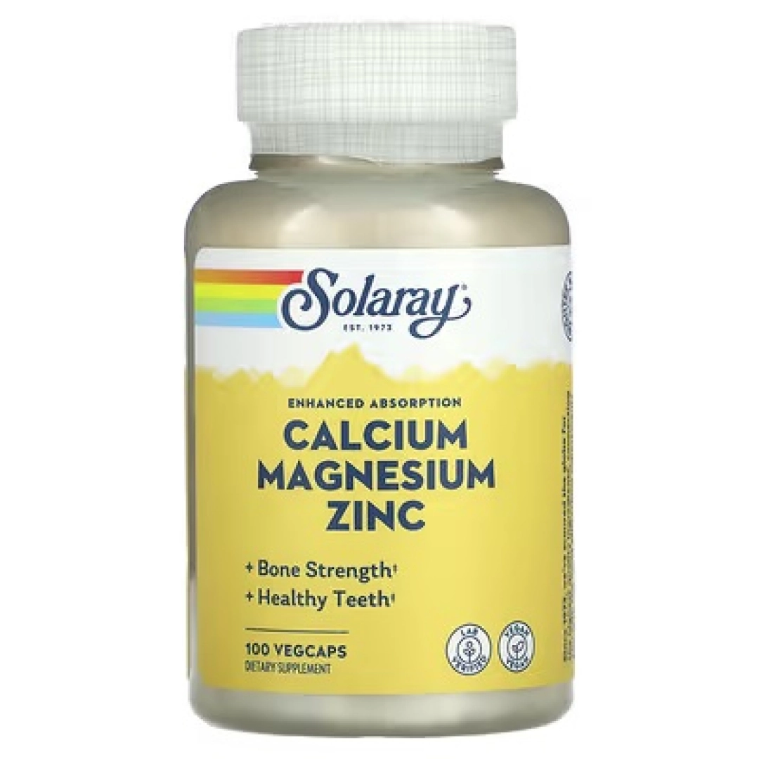 Solaray, Kalsiy, Magniy va Sink, 100 o‘simlik kapsulalari VegCaps