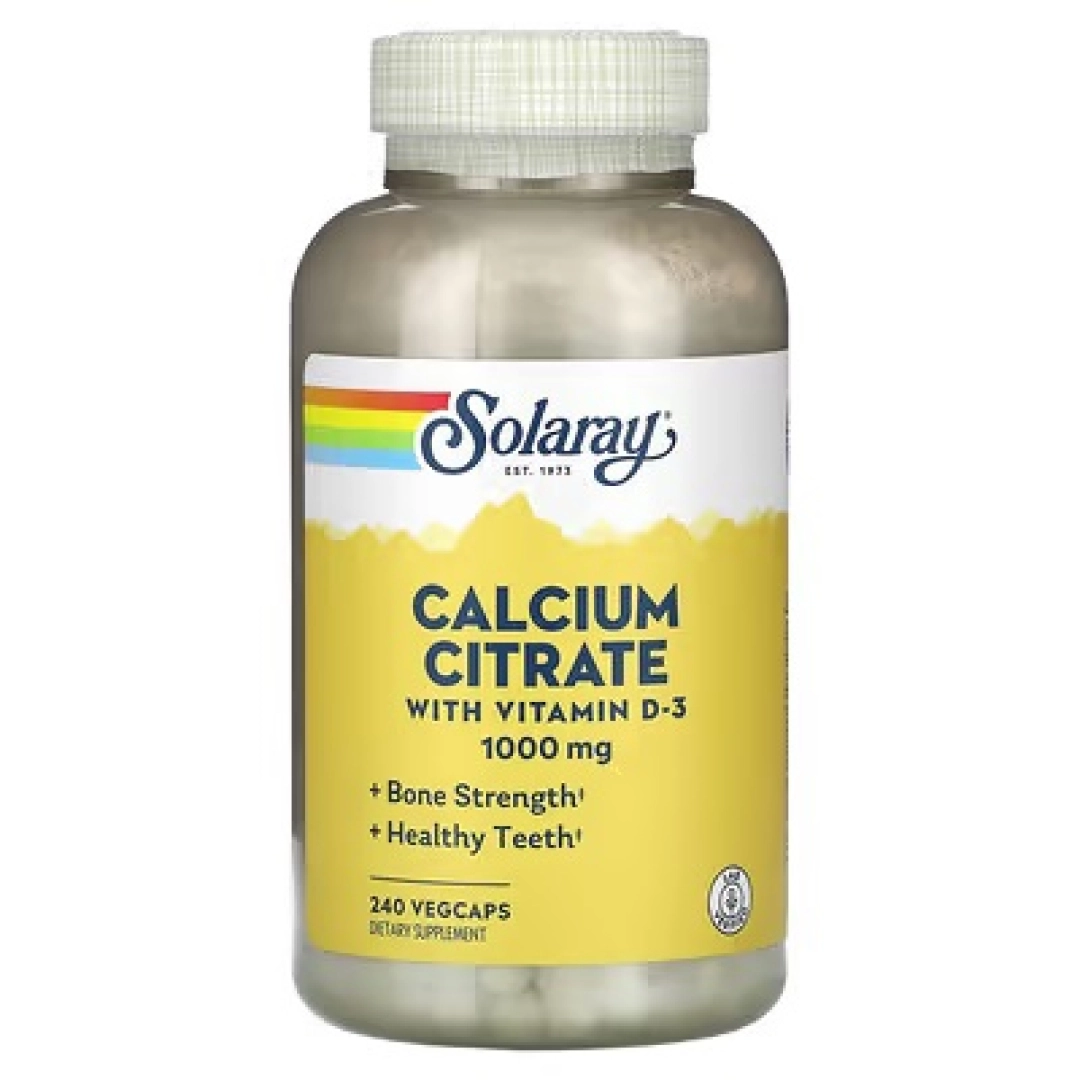 Solaray, Kaltsiy tsitrati bilan vitamin D3, 1000 mg, 240 vegetarian kapsula