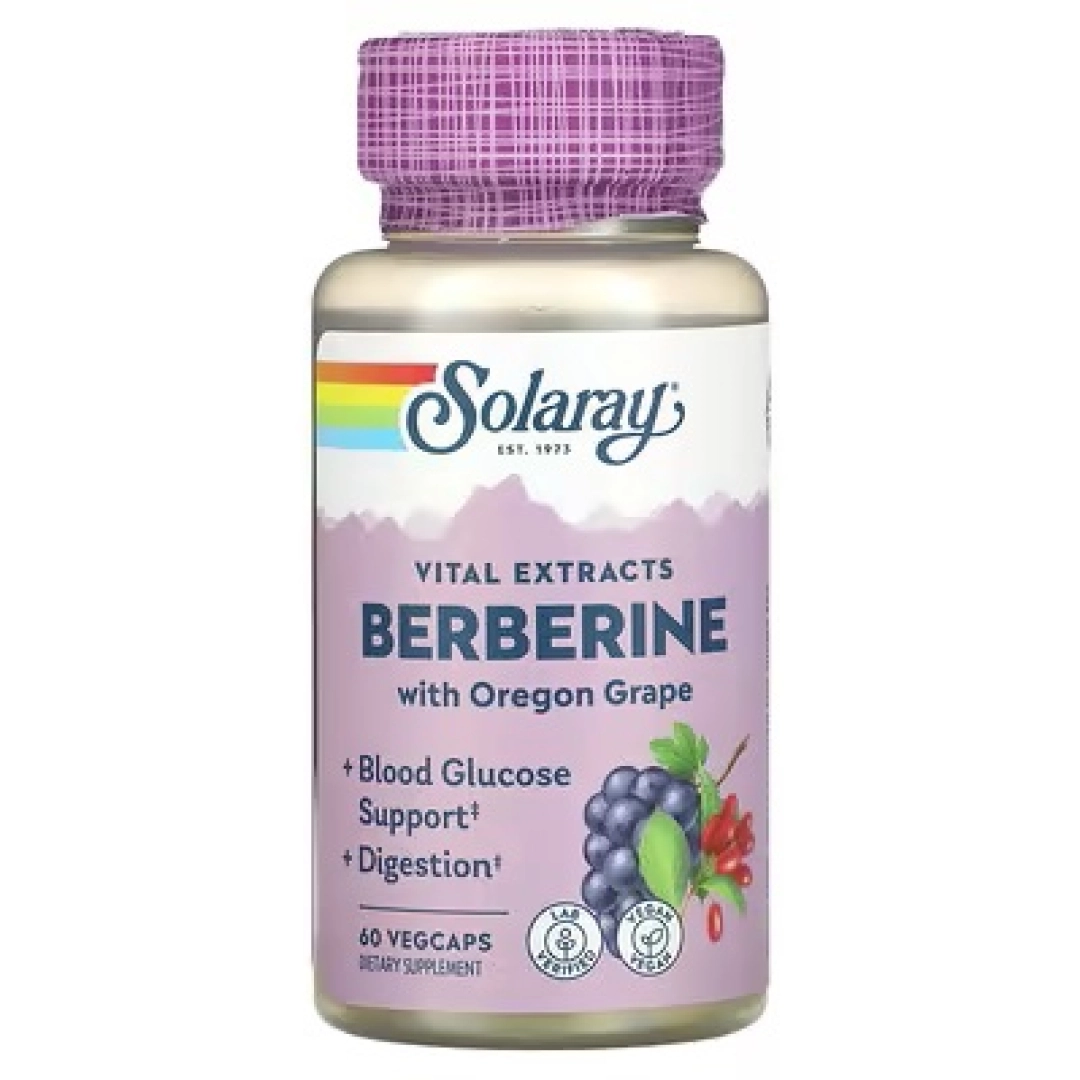 Solaray, Berberin ekstrakti, ilg'or formula, 60 vegetarian kapsula