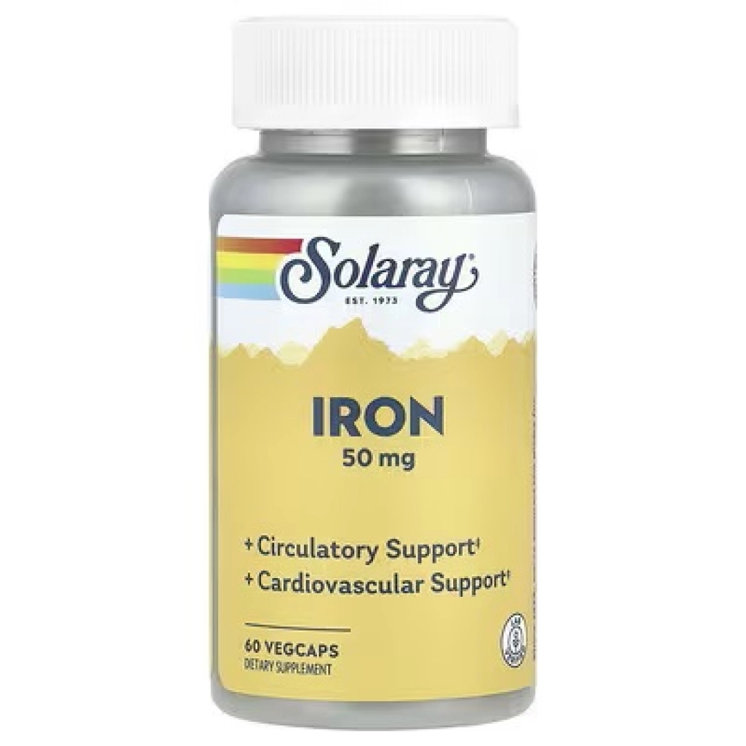 Solaray, Iron (Temir), 50 mg, 60 o‘simlik kapsulasi
