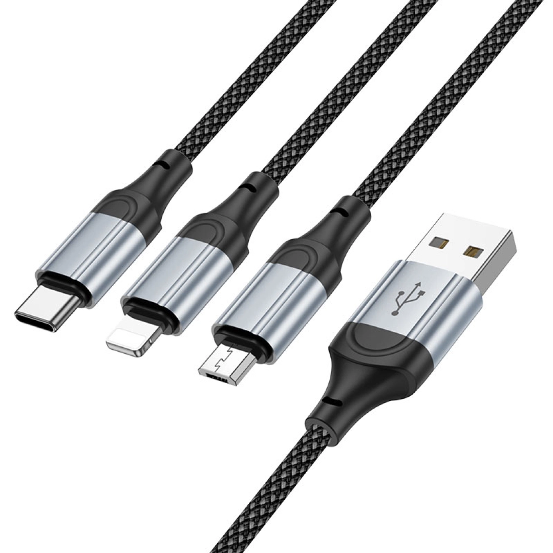 Hoco X102 USB to Lightning+Micro+Type-C kabeli