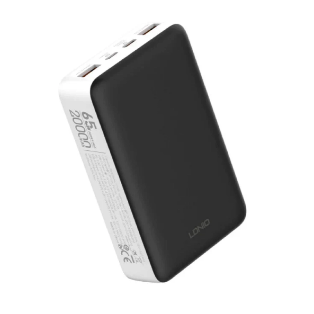 LDNIO PQ11 10000mAh simsiz zaryadlovchi qora tashqi akkumulyatori