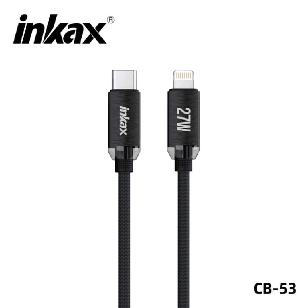 Inkax CB-53 Type-C to Lightning 27W 1m qora kabeli