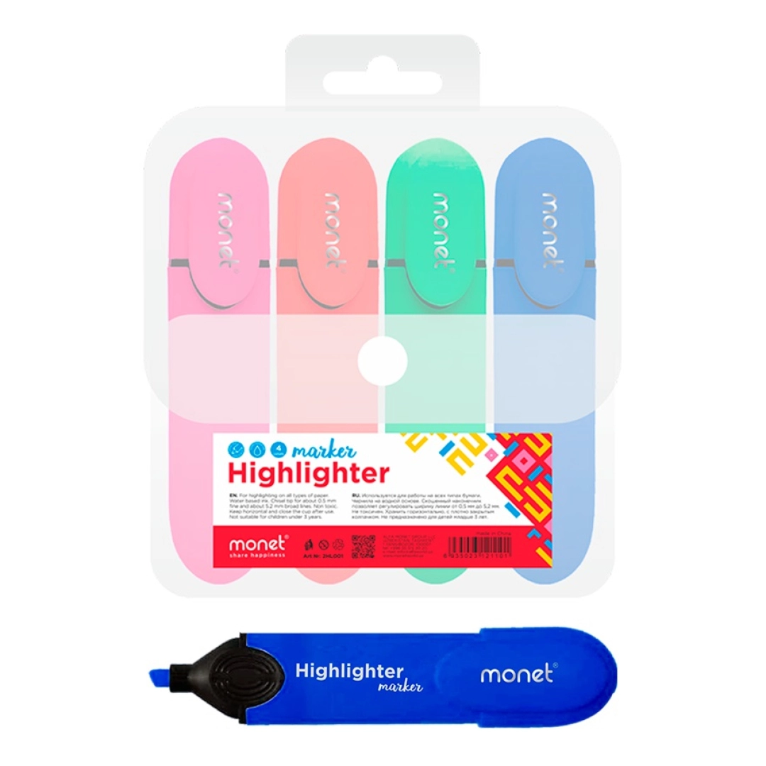Monet Neon matn ajratgichlari (4 dona qadoqda) – 2HL001