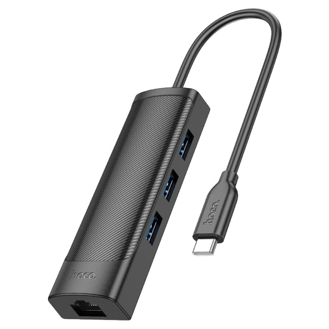 Hoco HB42 Type-C 3 × USB-A3.0 + RJ45 HUB adapteri