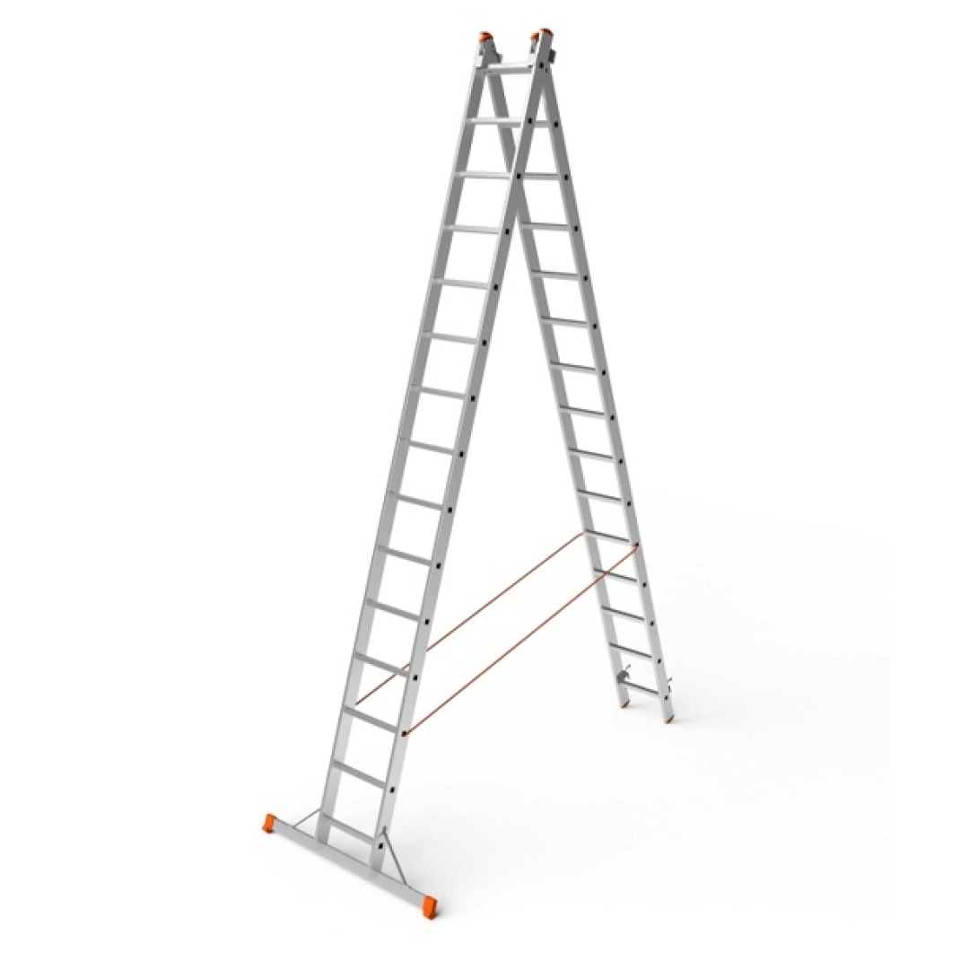 Лестницы Sarayli индустриального типа двухсекционная алюминиевая 2x17