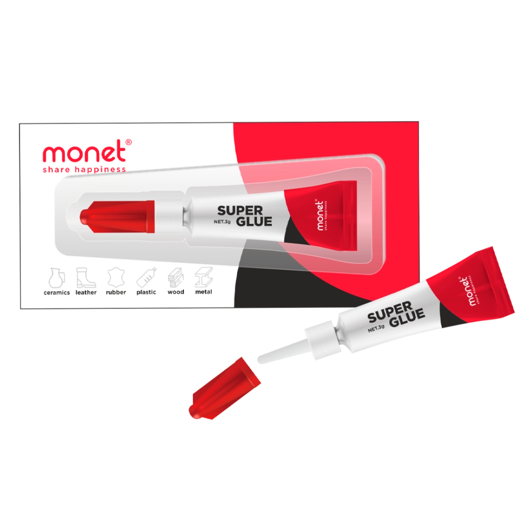 Monet Super Glue — metall idishdagi tez yopishtiruvchi vosita, 3 g
