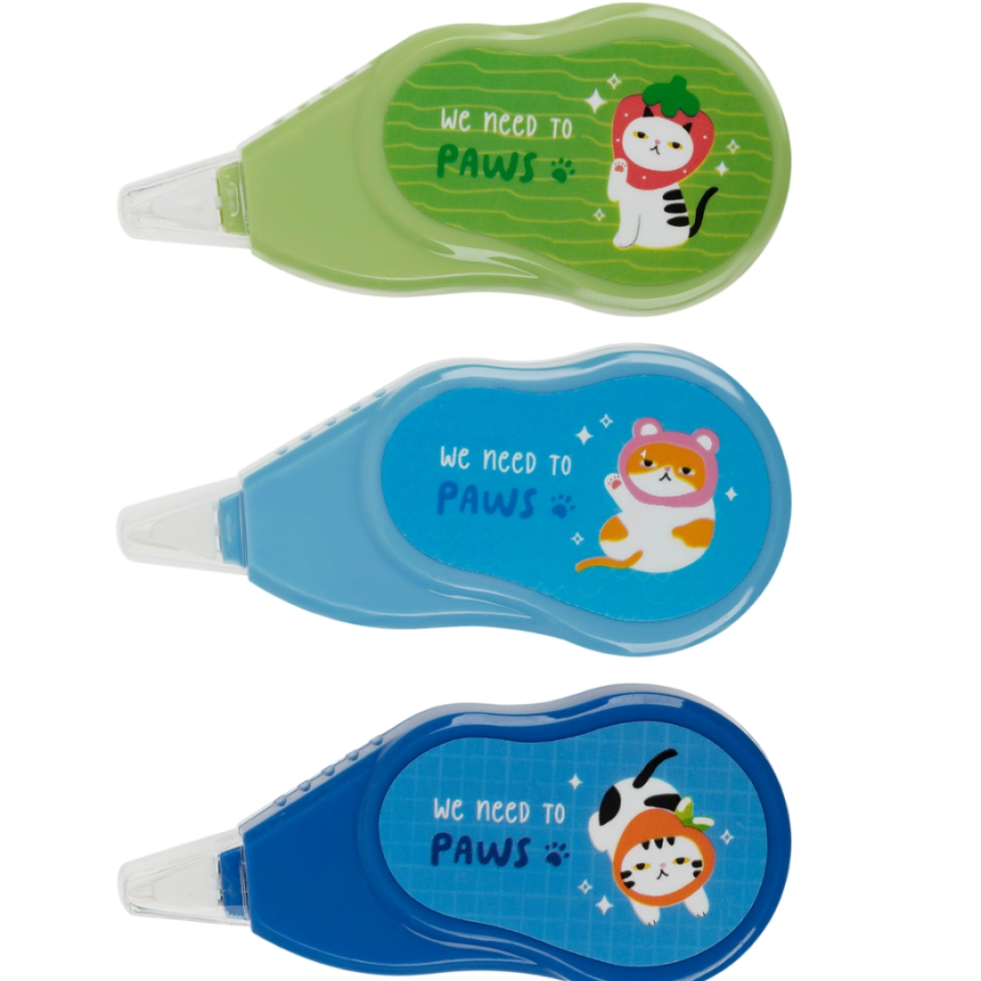 Корректирующая лента MESHU Relax cat, 5 мм х 3 м, дисплей-бокс, ассорти