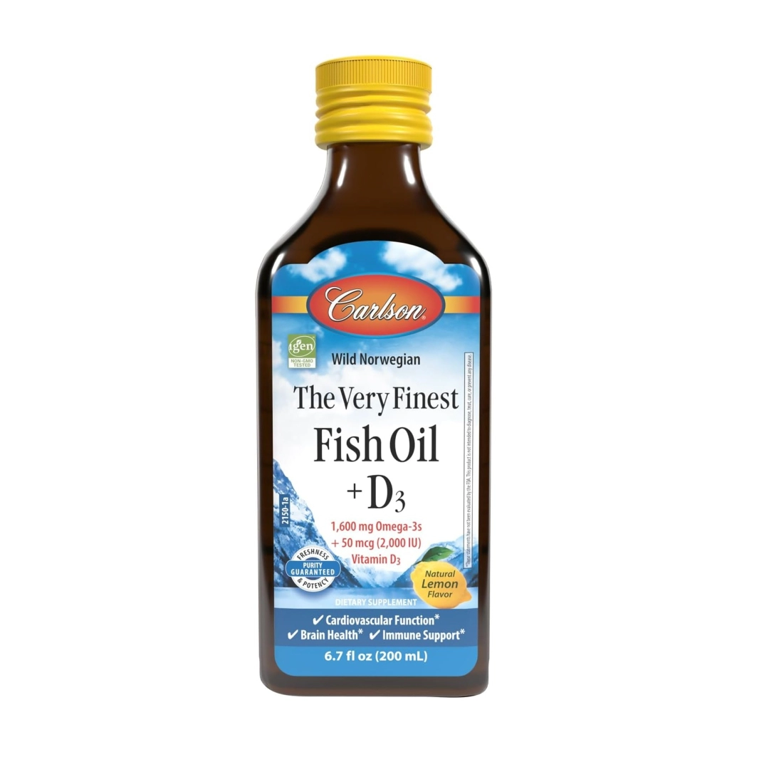 Carlson – Baliq yog‘i + D3, 1600 mg Omega-3, limon, 200 ml