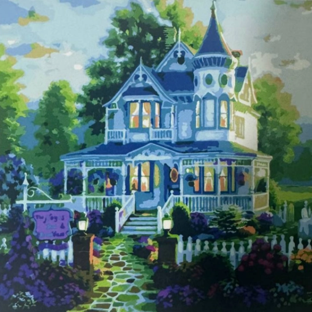 Рисование по номерам "Двухэтажный дом с цветами" (40x50 см)