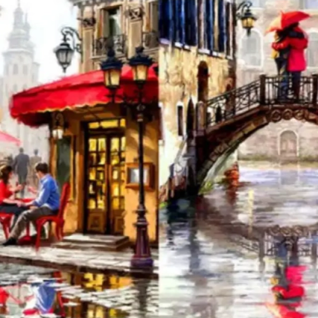 Raqamlar bo'yicha rasm chizish "Shahar ko'chalari" (40x50 sm)