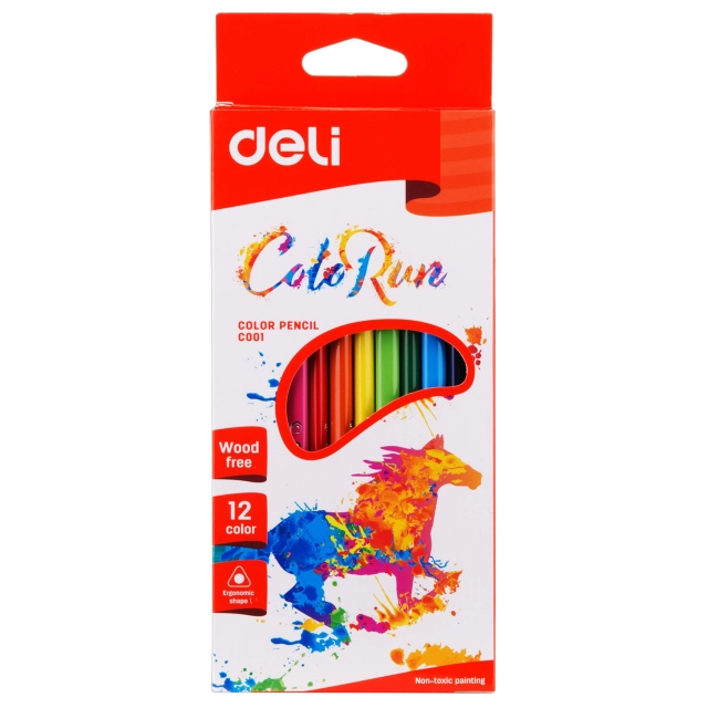12 ta rangli Deli "ColoRun", qalamlar