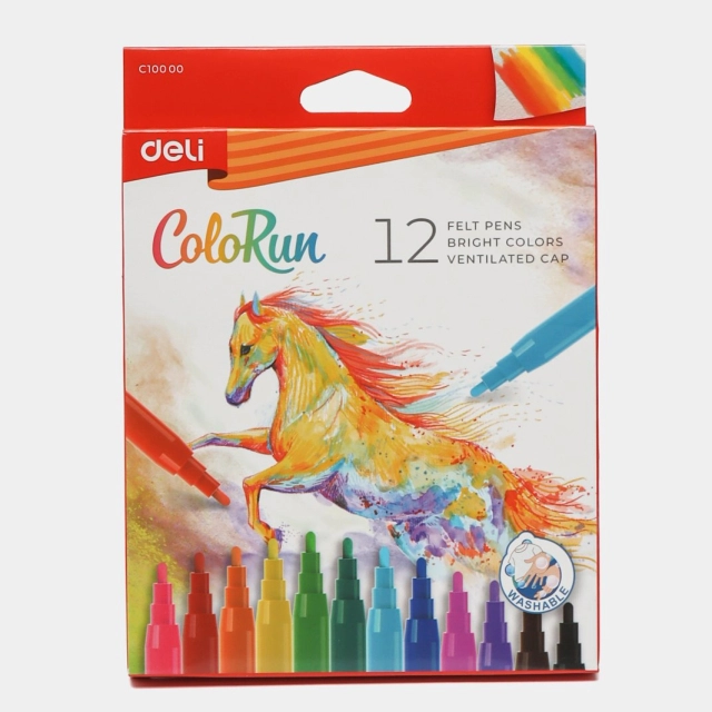 Смываемые фломастеры Deli, 12 цветов