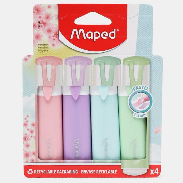 Маркер текстовой Maped "Fluo Peps Classic Pastel", 4 цветов