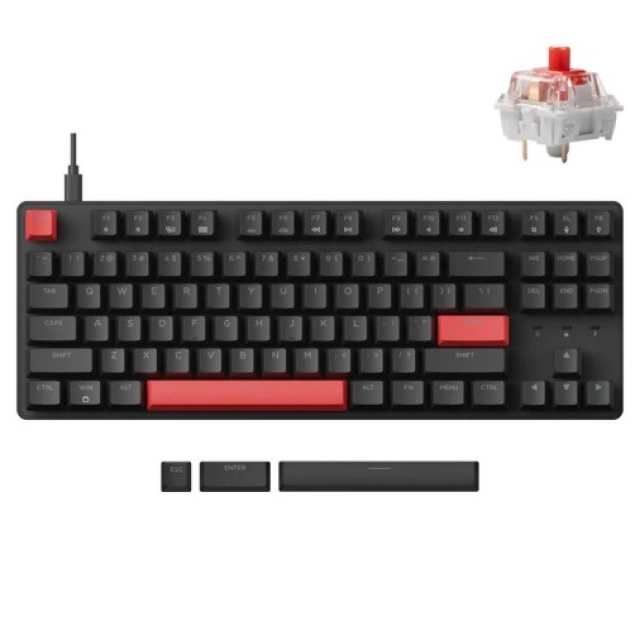 Klaviatura Lemokey X1 87 Key, Red, USB-A, QMK/VIA, EN/UZ/RU, Red led, Black
