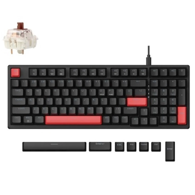 Klaviatura Lemokey X5 104 Key, Brown, USB-A, QMK, EN/UZ/RU, Red Led, Black