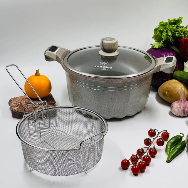 Казан Life Smile 24см 4,1л,  Light Grey