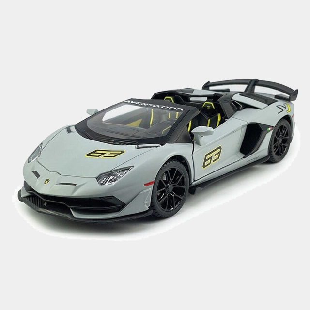 Lamborghini Aventador SVJ 63 1/24 metall kolleksiya mashinasi, Grey