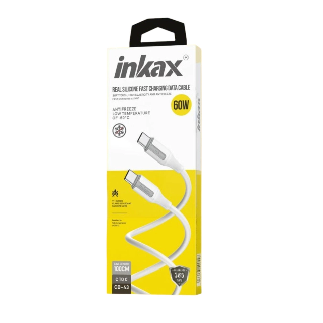 Quvvatlash kabeli Inkax CB43 Type-C to Type-C 60W - White