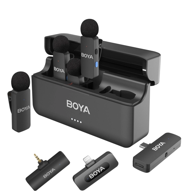 BOYA BY-V4 (3.5mm Jack, Lightning, USB Type-C) simsiz mikrofon tizimi , Black