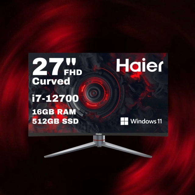 Monoblok Haier A13 Curved (i7-12700 | 16GB DDR4 | 512GB SSD | 27&rdquo; FHD | Intel UHD Graphics | Windows 11 Pro | Klaviatura + Sichqoncha, Black